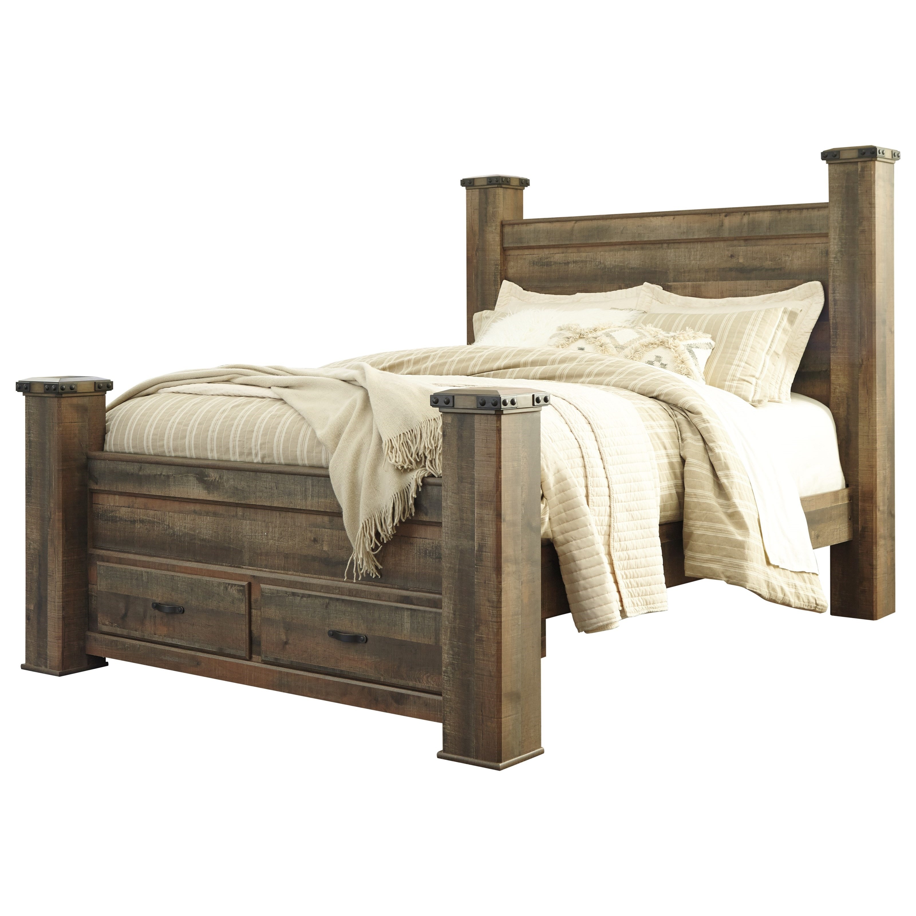 2 poster bed 60 style signature design by ashley trinell rustic look queen storage poster bed with footboard drawers 2 poster bed 60 style signature design by ashley trinell rustic look queen storage poster bed with footboard drawers